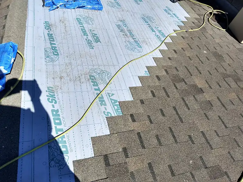 Roof replacement in progress